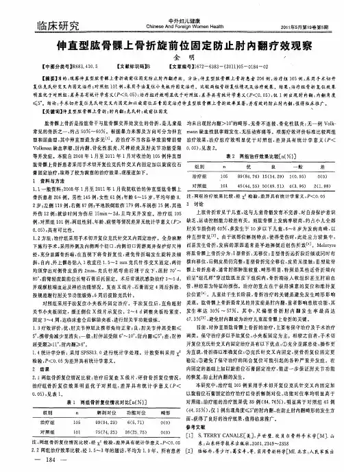 伸直型肱骨髁上骨折旋前位固定防止肘内翻疗效观察