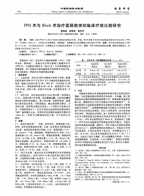 PPH术与Block术治疗直肠前突的临床疗效比较研究