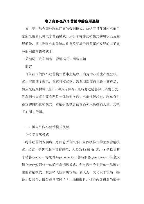 电子商务在汽车营销中的应用展望