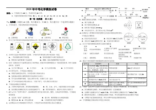 2020年中考化学模拟试卷