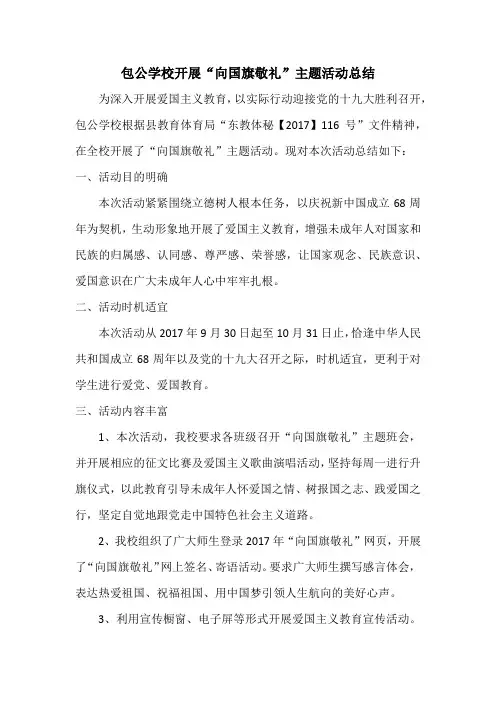 “向国旗敬礼”活动总结 2