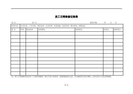 员工日常检查记录表概要