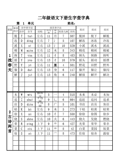 生字查字典
