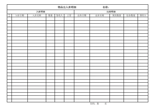 物品出入库表格