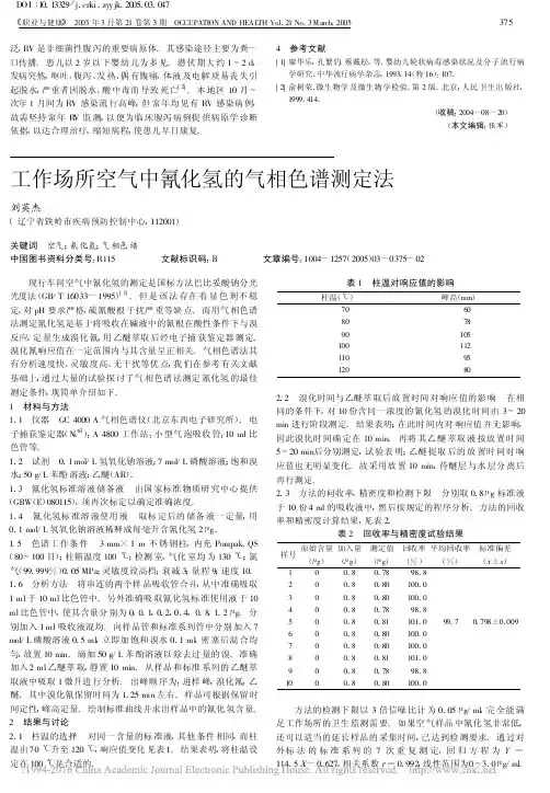 工作场所空气中氰化氢的气相色谱测定法_刘英杰