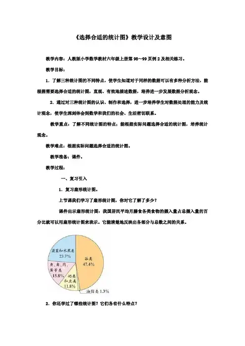 2017-2018年新课标人教版小学数学六年级上册《选择合适的统计图》公开课教学设计及意图【精编】