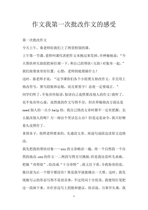 作文我第一次批改作文的感受