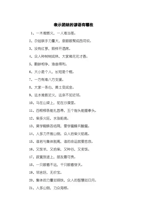 表示团结的谚语有哪些
