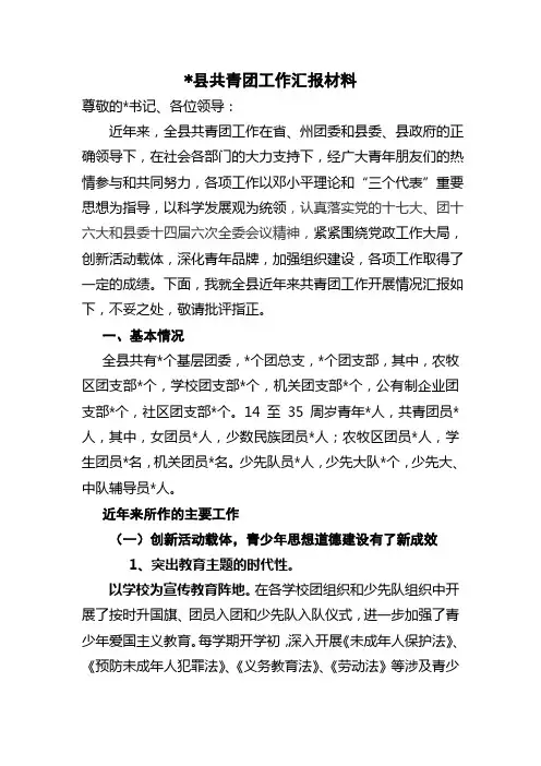 2011共青团工作汇报材料