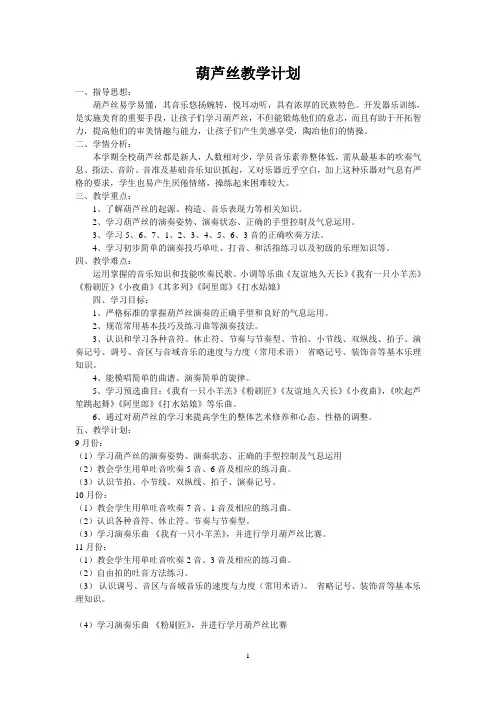 《葫芦丝》教案