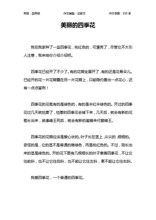 美丽的四季花作文【小学四年级300字】