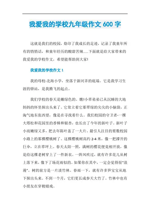 我爱我的学校九年级作文600字