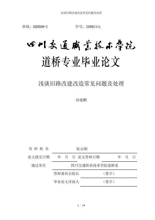 浅谈旧路改建改造常见问题及处理