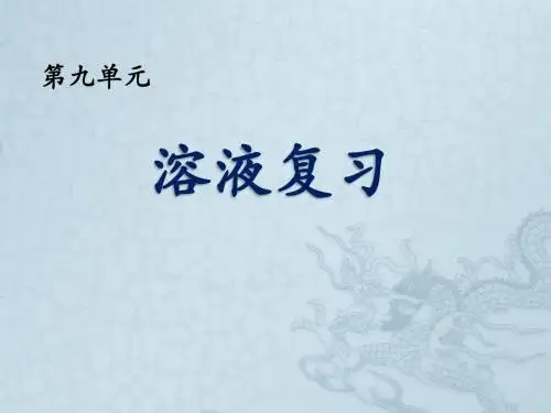 初三第九章溶液复习