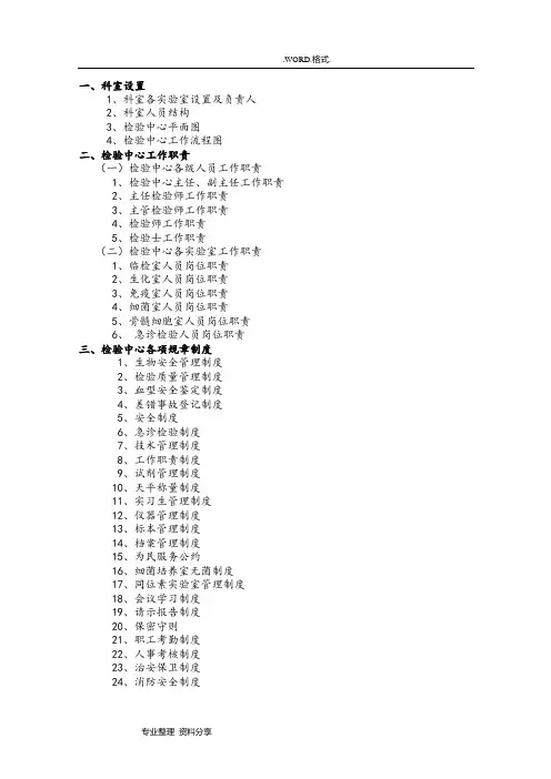 检验科完整SOP程序文件