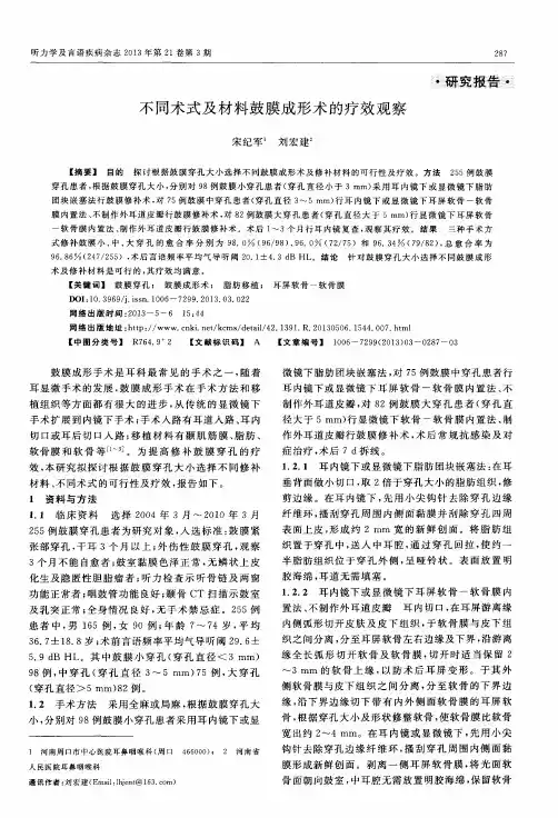 不同术式及材料鼓膜成形术的疗效观察