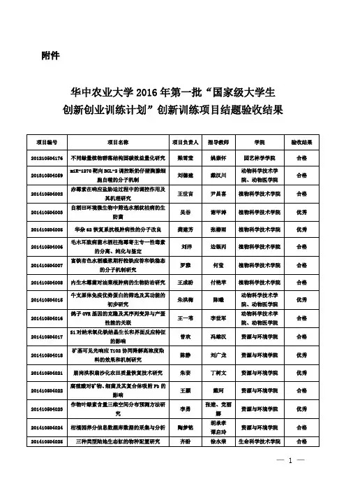创新训练项目结题验收结果-华中农业大学教务处