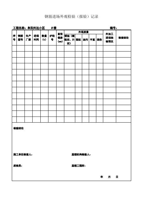 钢筋进场外观检验(表格)