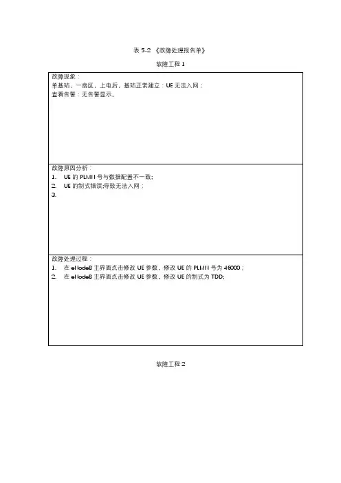 《故障处理报告单》
