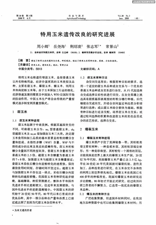 特用玉米遗传改良的研究进展