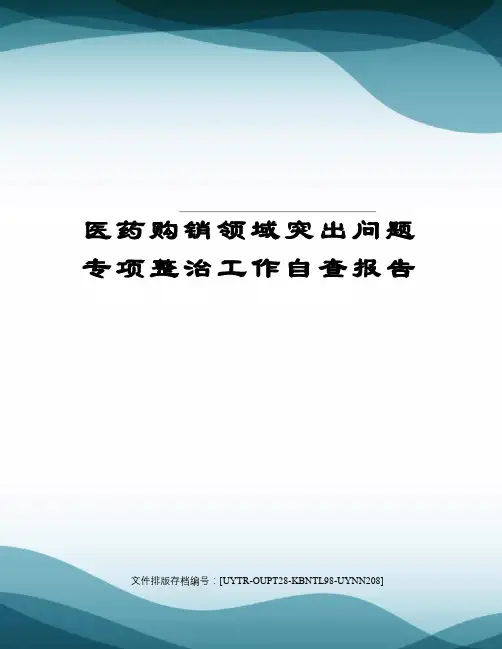医药购销领域突出问题专项整治工作自查报告