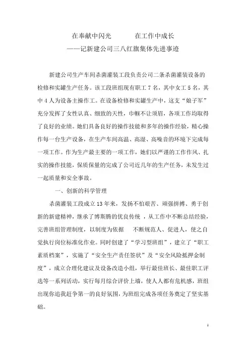 三八红旗集体事迹材料