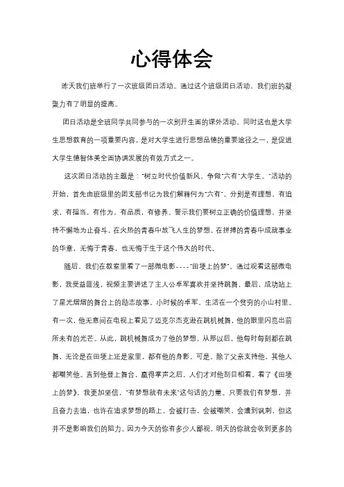 团日活动心得体会 2