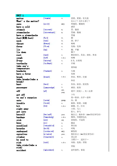 2014新版人教版八年级下册英语单词(打印版word表格版含音标)