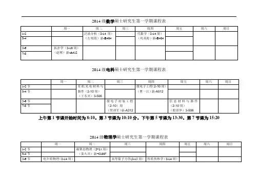 2014级硕士公共课课表-应科院