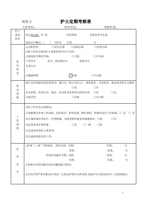 护士定期考核表.doc
