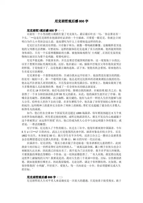 尼克胡哲观后感800字