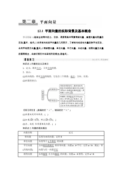 2.1平面向量的基本概念习题