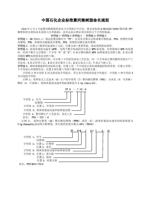 聚丙烯新老牌号