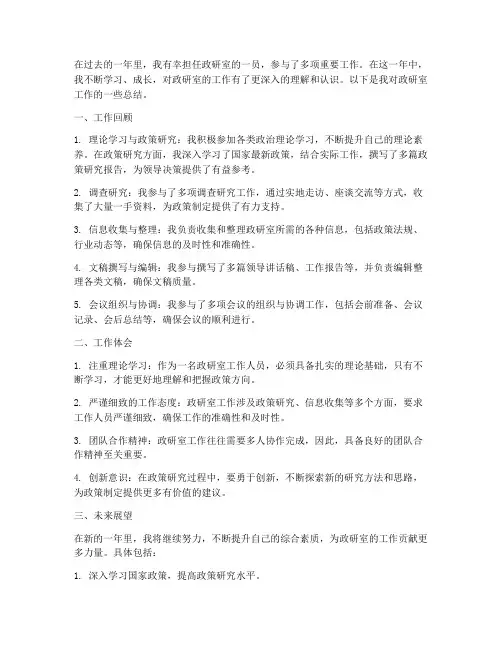 政研室工作总结个人