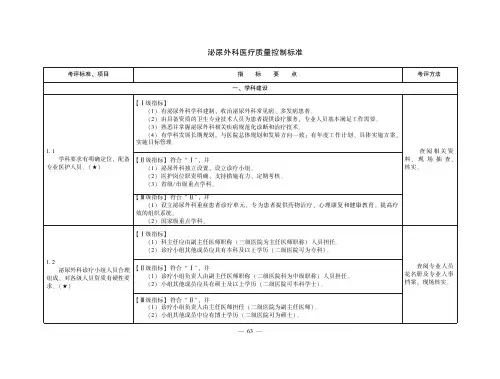 泌尿外科医疗质量控制标准(医疗质量控制标准)