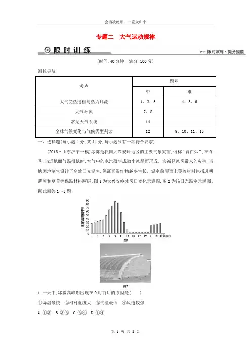 2019版高考地理二轮总复习专题二大气运动规律限时训练51