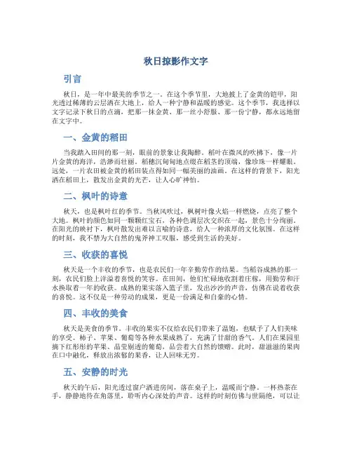 秋日掠影作文字