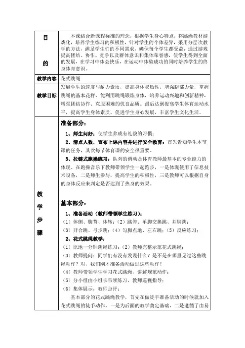 公开课教案 花式跳绳