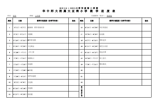 六年级—体育—教学进度表