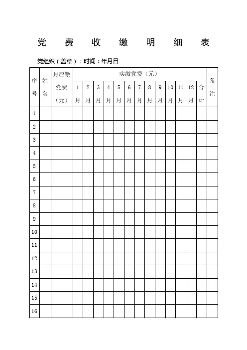 党费收缴明细表