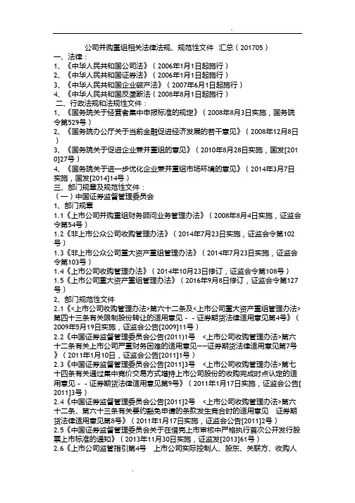 公司并购重组相关法律法规 2