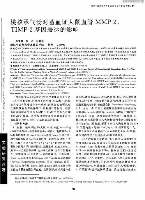桃核承气汤对蓄血证大鼠血管MMP-2,TIMP-2基因表达的影响