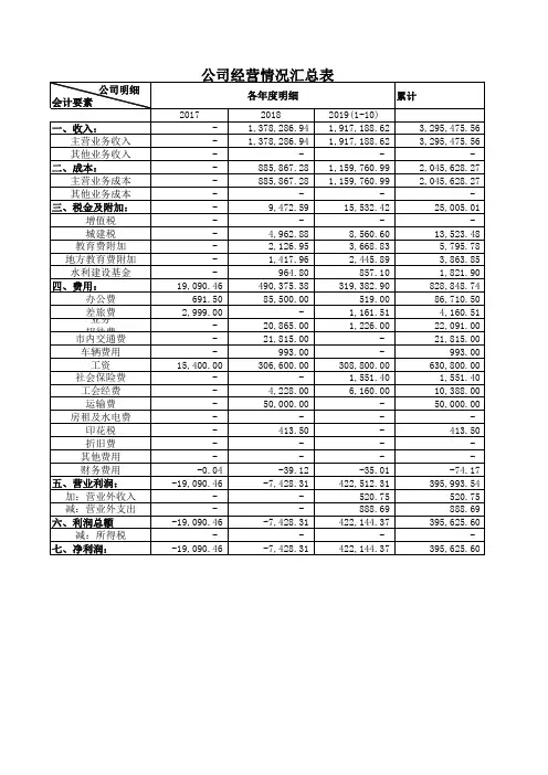 公司经营状况明细表(带公式)