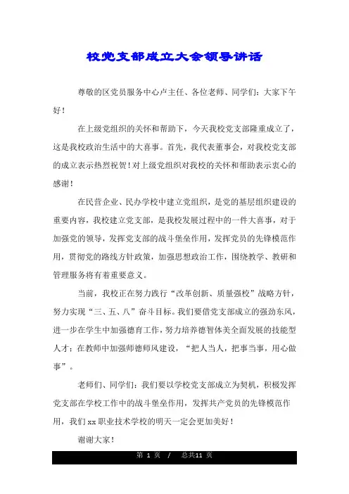 校党支部成立大会领导讲话.doc