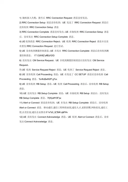 WCDMA呼叫建立失败原因分析