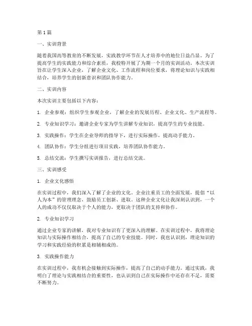 实训总结报告_总结感受(3篇)