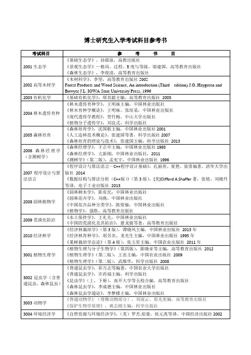 博士研究生入学考试科目参考书