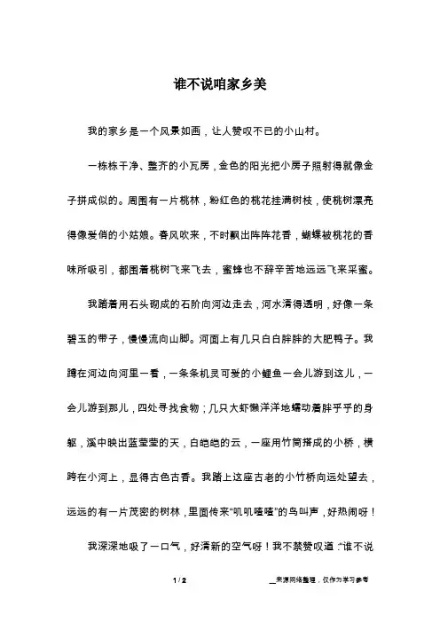 谁不说咱家乡美_话题作文
