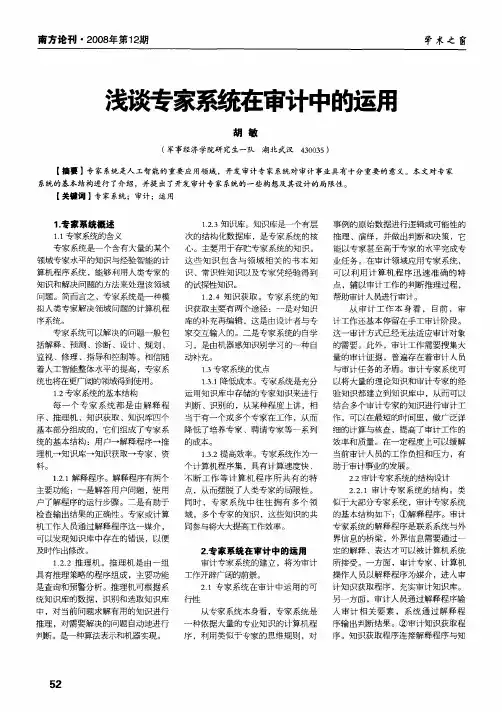 浅谈专家系统在审计中的运用