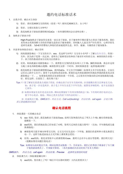 邀约电话话术